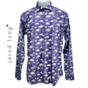 Jared Lang Liberty Long Sleeve Mens Button‎ Up Shirt Storm Clouds Lighting Print